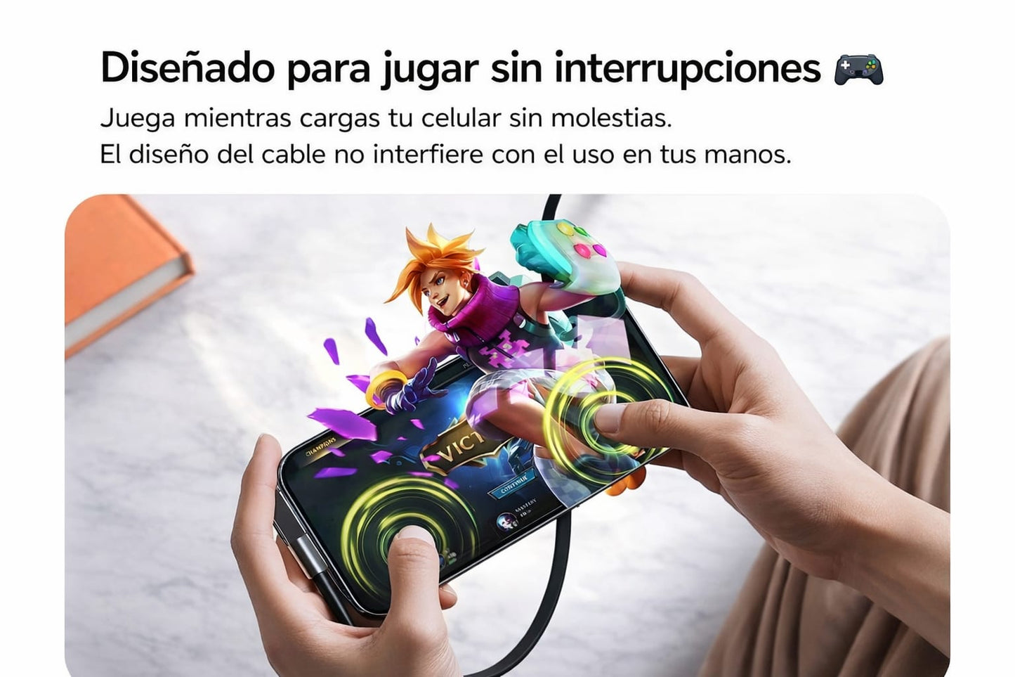 CABLE DE CARGA ULTRA RÁPIDA HASTA 240W CON SOPORTE DESMONTABLE STANDIX PRO