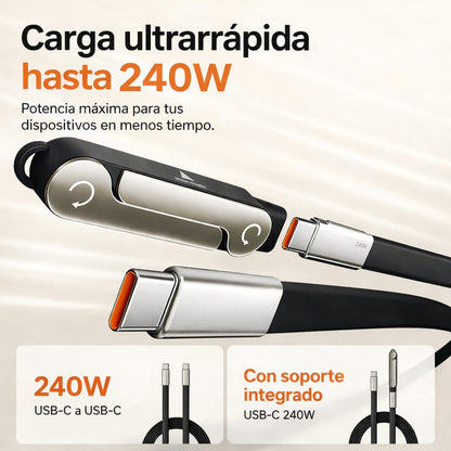 CABLE DE CARGA ULTRA RÁPIDA HASTA 240W CON SOPORTE DESMONTABLE STANDIX PRO