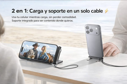 CABLE DE CARGA ULTRA RÁPIDA HASTA 240W CON SOPORTE DESMONTABLE STANDIX PRO